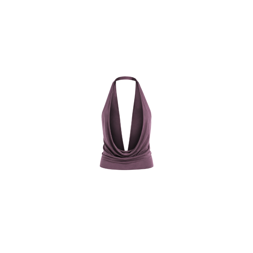 Mulberry Cascade halter top worn by model UNDC Fashion Ghana