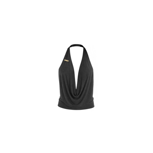 Black Cascade cowl-neck halter top women by UNDC Fashion Ghana